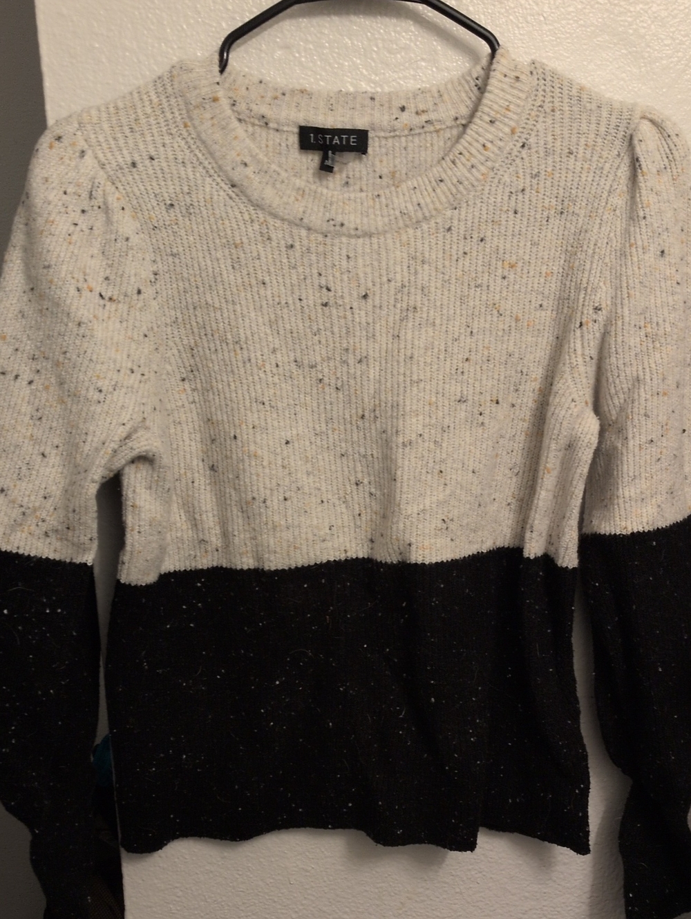 1. State Cream and Black Colorblock Crewneck Sweater